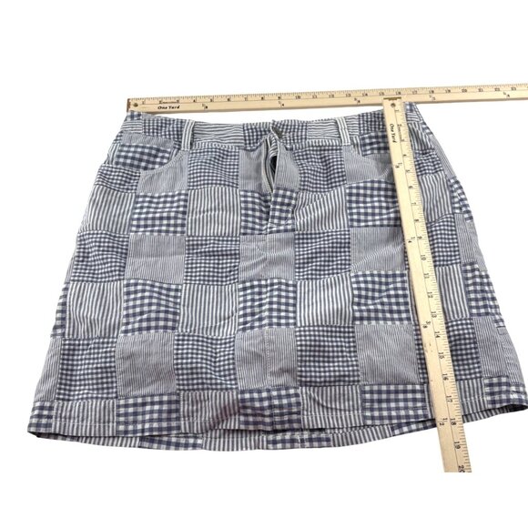 Croft & Barrow Women's Skort size 12 Patchwork Seersucker blue white Classic Fit - Picture 5 of 6